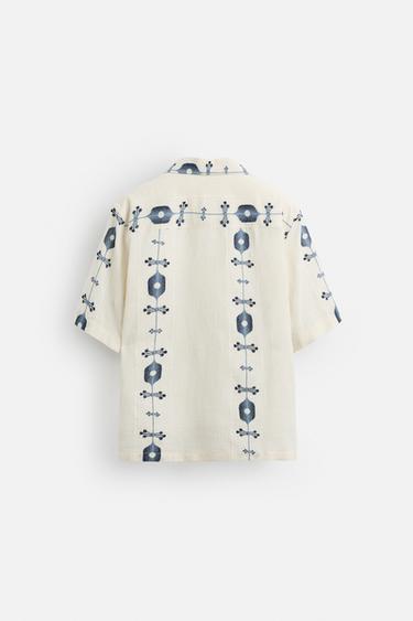 CHEMISE JACQUARD CONTRASTE - Indigo de Zara - Image 8