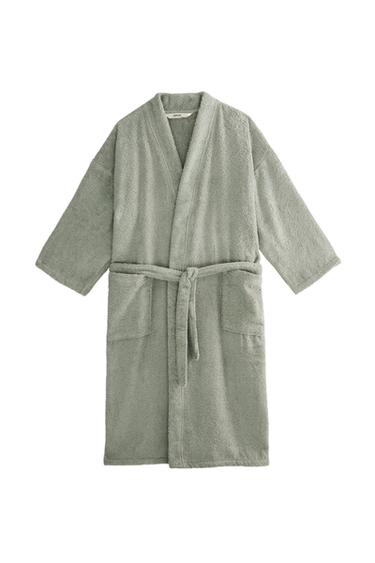 HIGH QUALITY COTTON BATHROBE (420 GXM²) - Blue / Green by Zara
