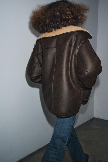 BLOUSON DOUBLE FACE ZW COLLECTION - Marron / Écru de Zara - Image 2