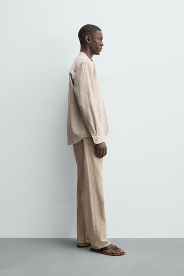 CHEMISE EN LIN ET COTON - Beige clair de Zara - Image 3