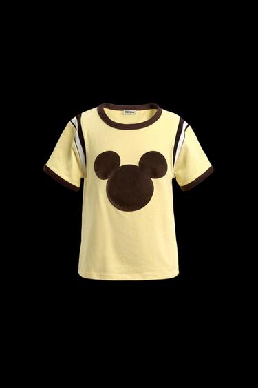 Zara RIB T-SHIRT WITH CONTRAST TEXT HARRY LAMBERT FOR ZARA X DISNEY - Yellow