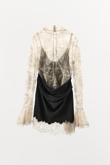 ROBE COURTE EN MATIÈRES VARIÉES ZW COLLECTION LIMITED EDITION - Noir de Zara - Image 3