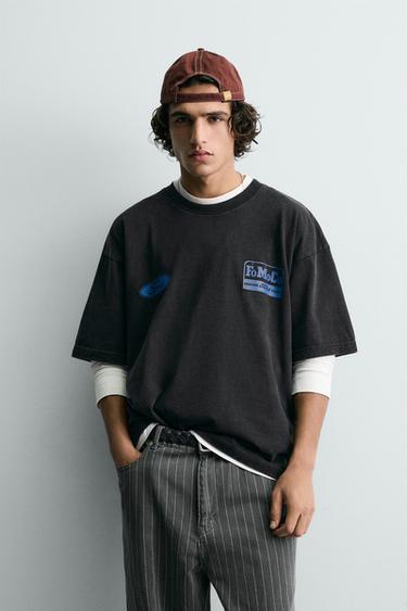 CAMISETA LAVADA ESTAMPADO COMBINADO FORD © - Negro de Zara