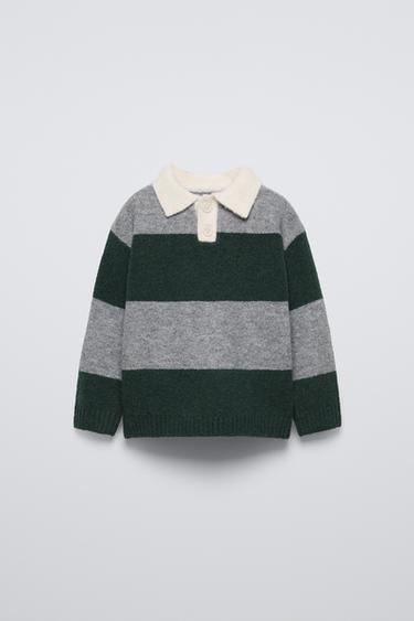 SOFT TOUCH STRIPED POLO SHIRT - Grey green by Zara