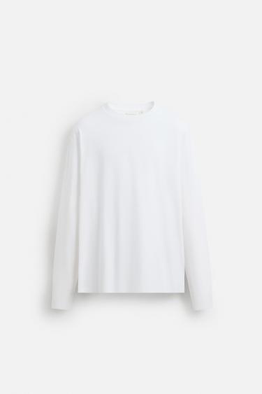 T-SHIRT À MANCHES LONGUES - Blanc de Zara