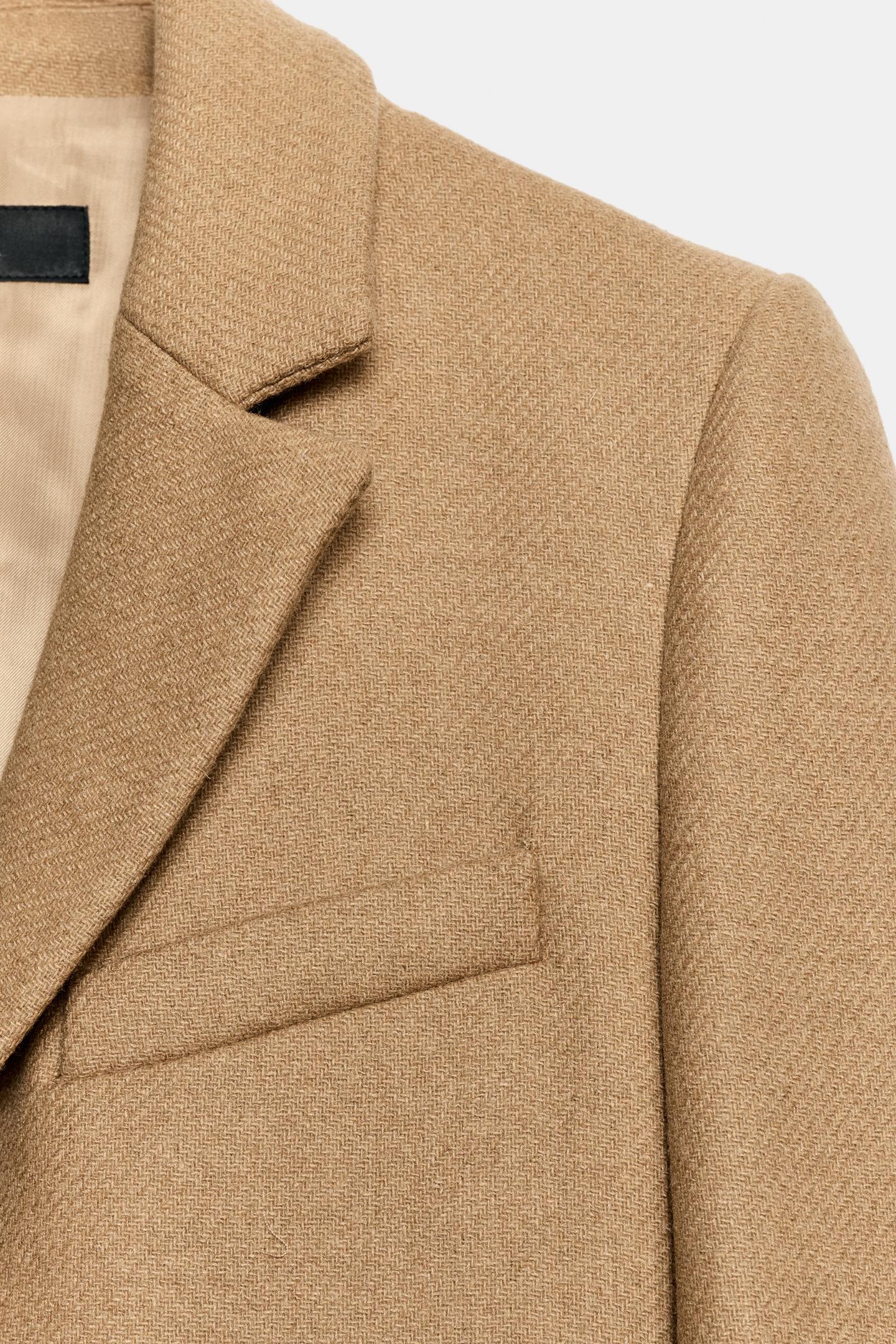 Женское пальто Zara Tailored Long Wool, цвет: Серо-коричневый коричневый — фото 10