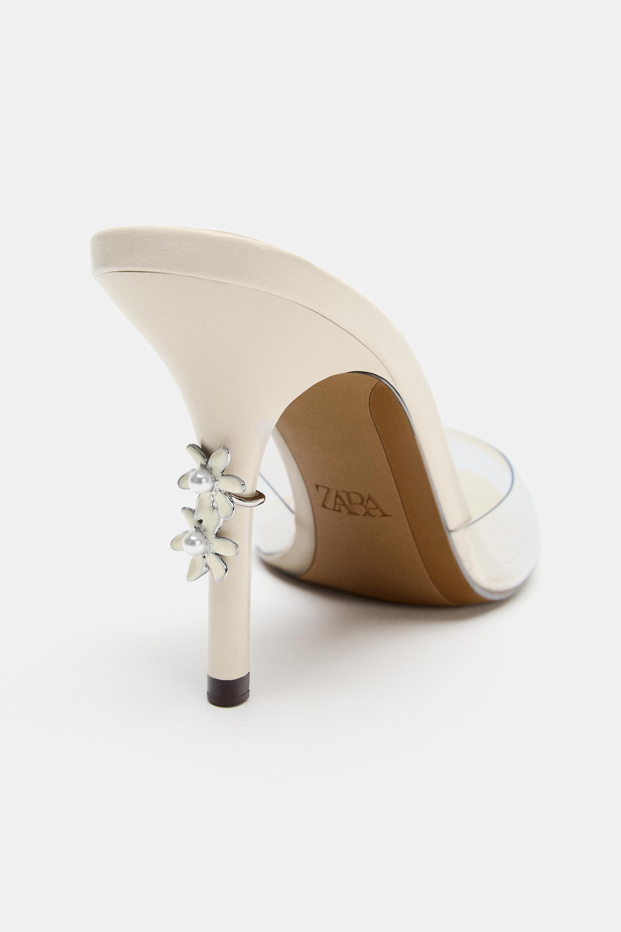 VINYL BACKLESS HEELED SANDALS