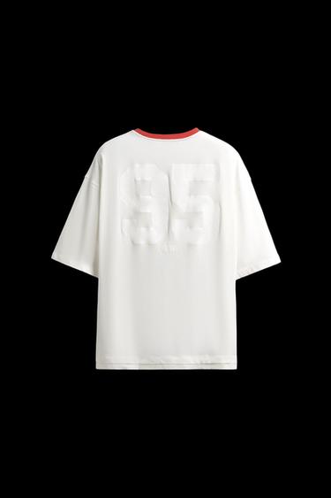 Zara CONTRAST COLLAR T-SHIRT - White