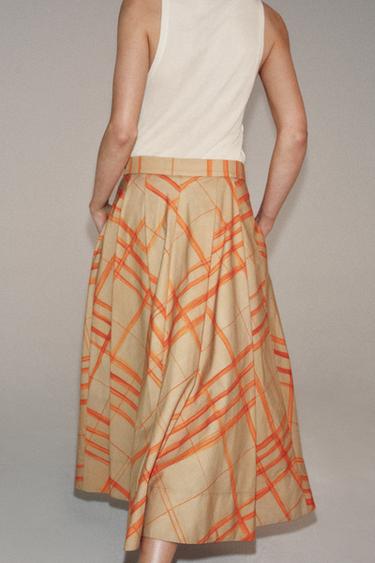 ZW COLLECTION LAYERED CHECK SKIRT - Beige by Zara - Image 5