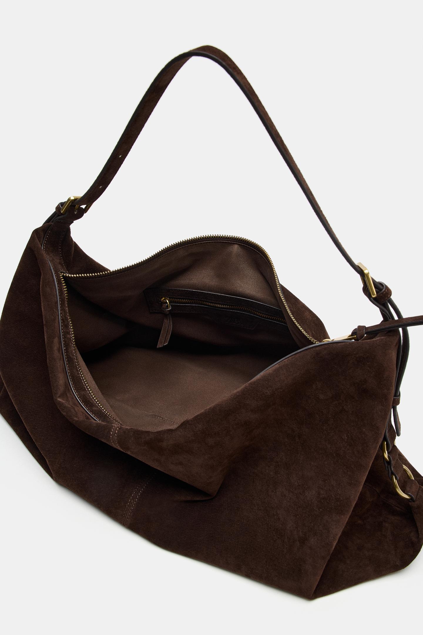 Женская сумка Zara Leather Shopper, цвет: Коричневый — фото 4