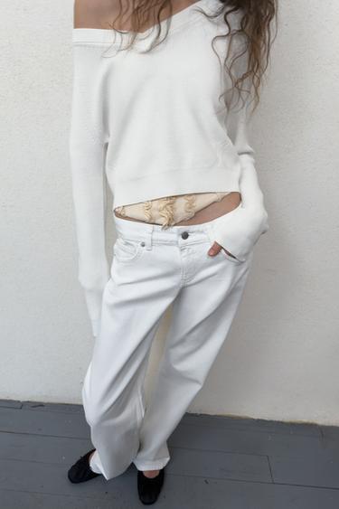 V-NECK KNIT JUMPER - White by Zara