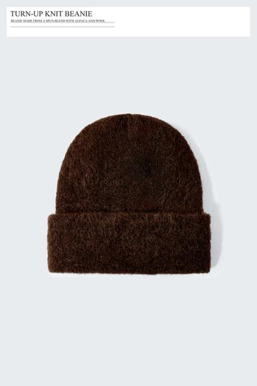 TURN-UP KNIT BEANIE - Brown by Zara