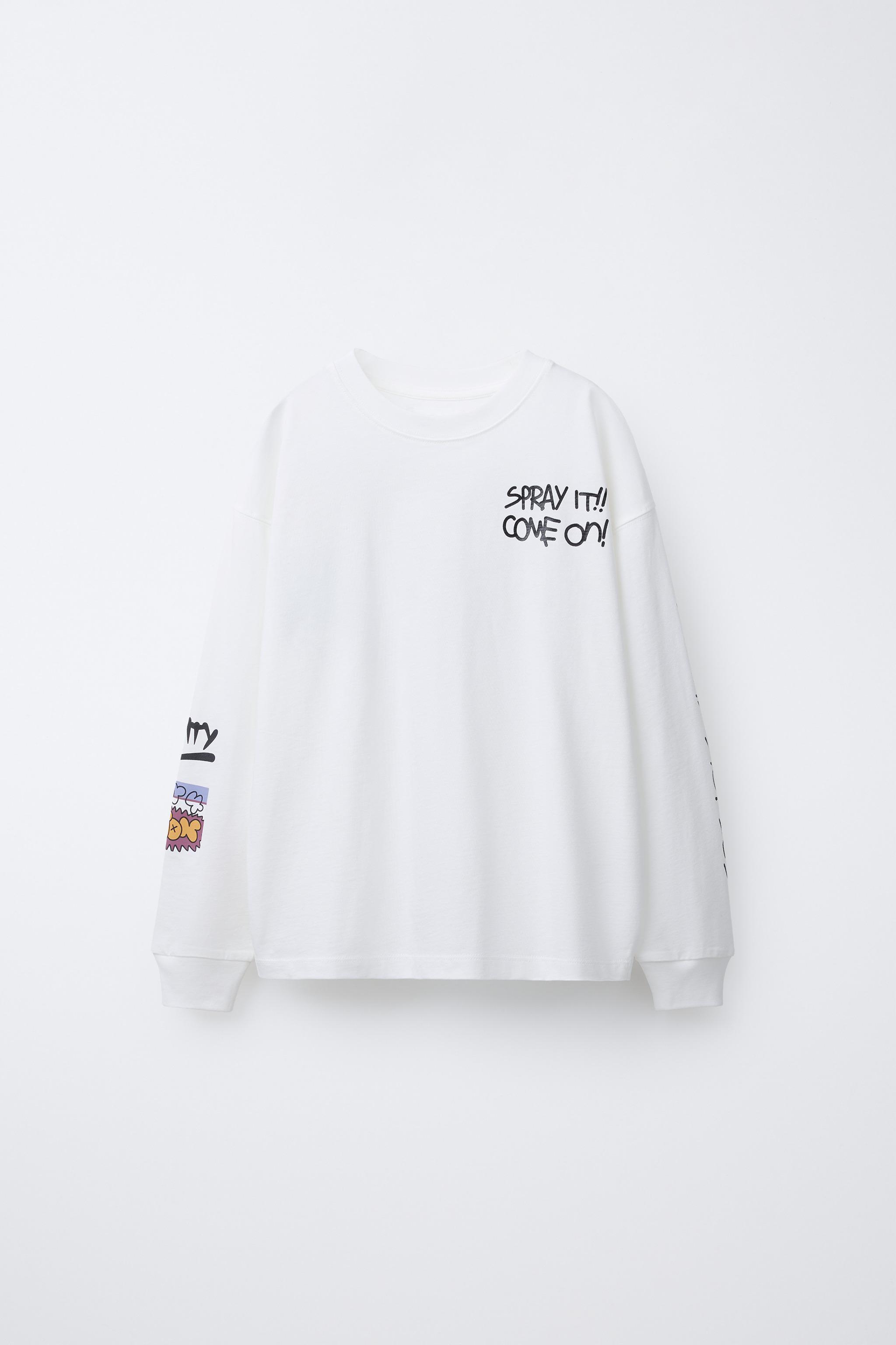 yuizm♡ GRAFFITI PRINT T-SHIRT - White | ZARA United States