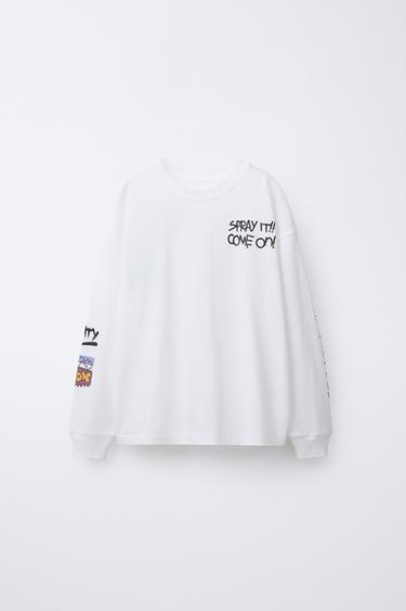 T-SHIRT À IMPRIMÉ GRAFFITI - Blanc de Zara
