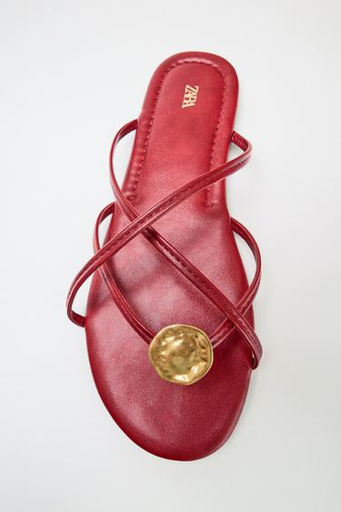 MULTI-STRAP FLAT SANDALS - Red by Zara