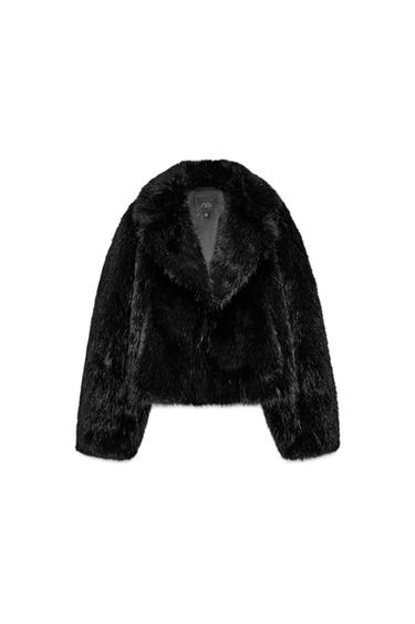 ÁO KHOÁC LÔNG NHÂN TẠO DÁNG NGẮN - Màu đen từ Zara