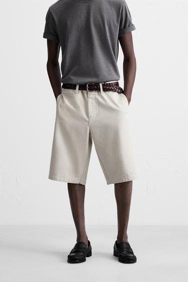 BAGGY FIT BERMUDA SHORTS - Ecru by Zara - Image 1