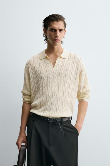 BRAIDED TEXTURE POLO SHIRT - Ecru by Zara