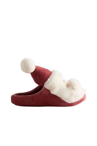 KIDS' FATHER CHRISTMAS CHRISTMAS MULE SLIPPERS - Red by Zara