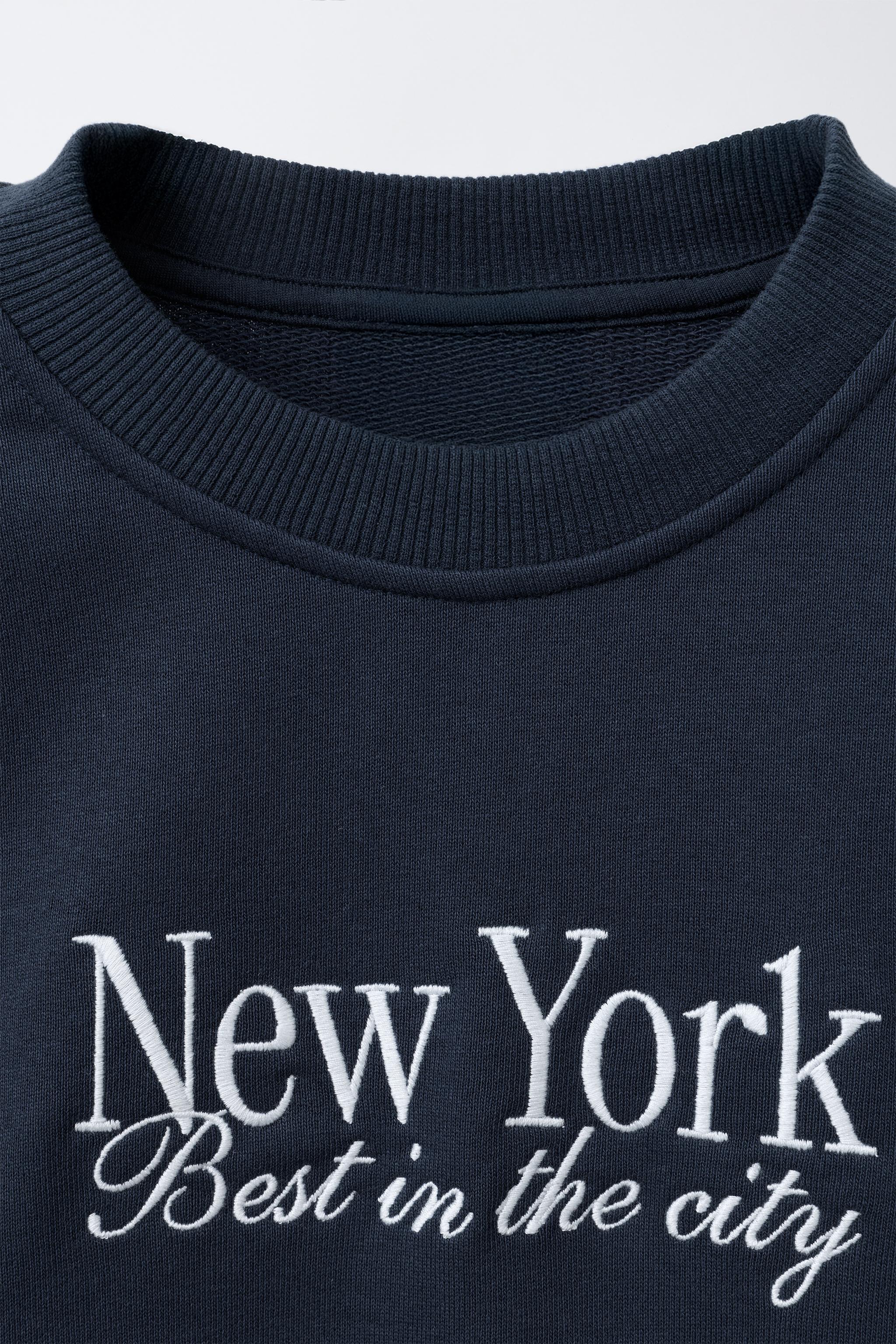 EMBROIDERED TEXT MIXED SWEATSHIRT - Blue | ZARA United States