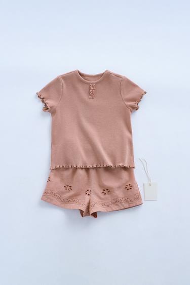 ZARA TIMELESS - EMBROIDERED FLOWER PYJAMAS - Brown by Zara - Image 0
