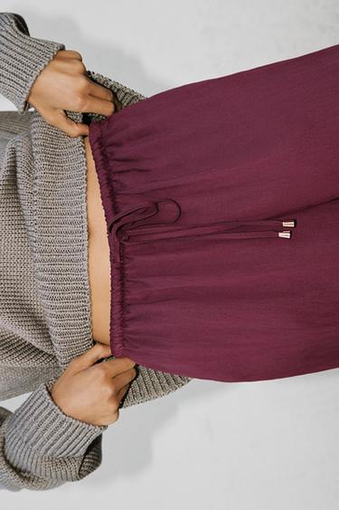 SAROUEL TROUSERS WITH ELASTIC WAIST - Aubergine by Zara - Image 4