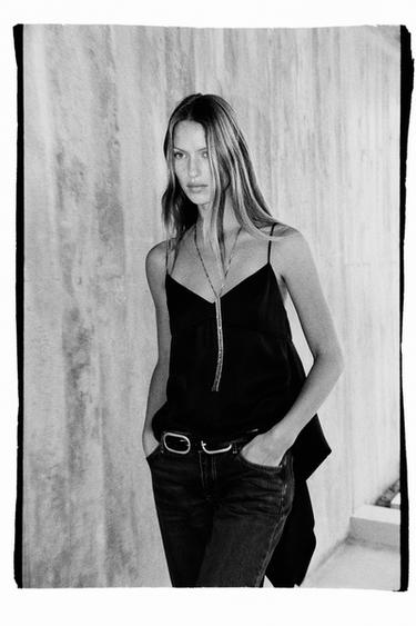 ASYMMETRIC SATIN CAMISOLE TOP - Black by Zara