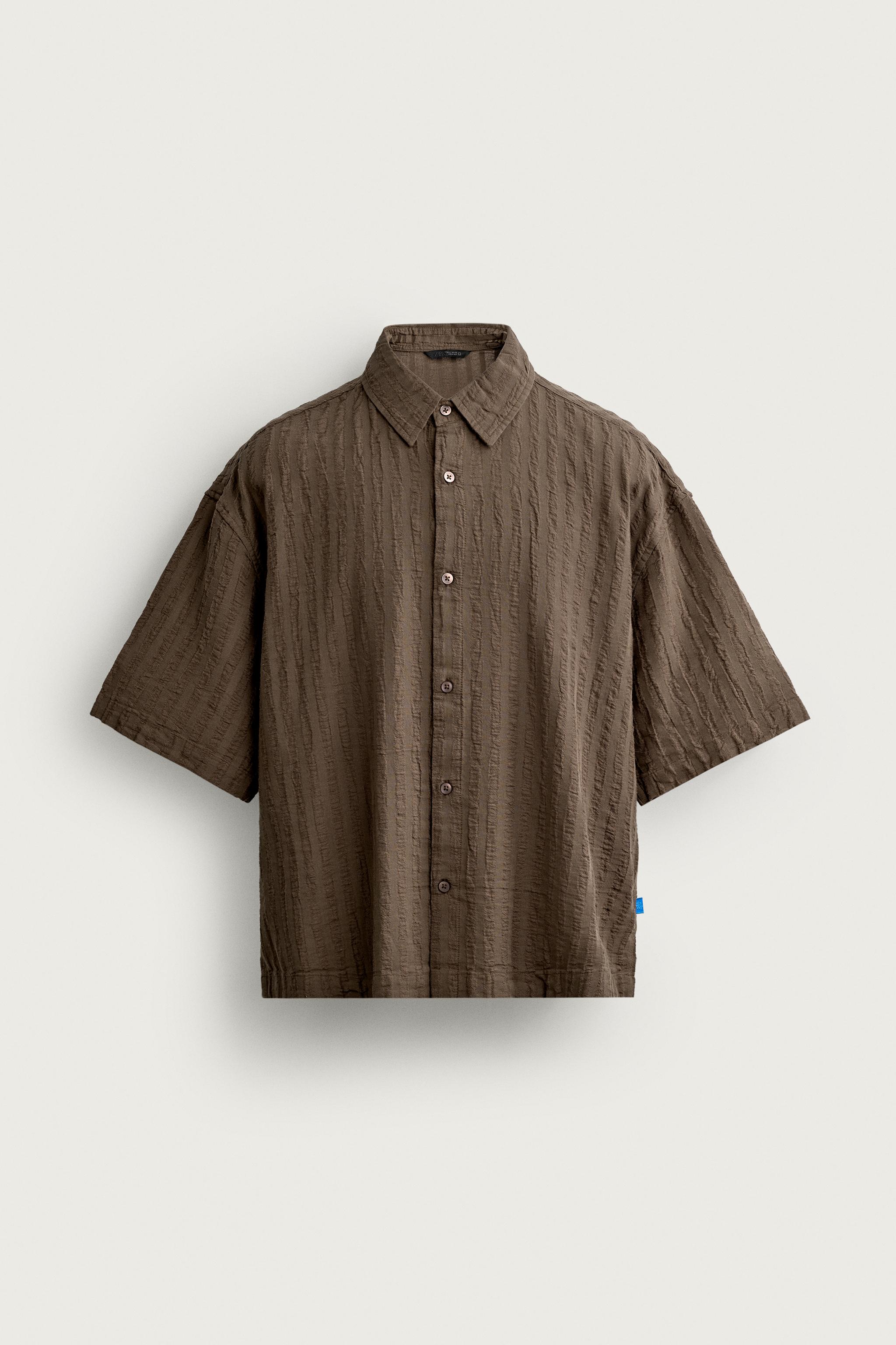 BOXY FIT STRIPED JACQUARD SHIRT - Brown | ZARA Canada