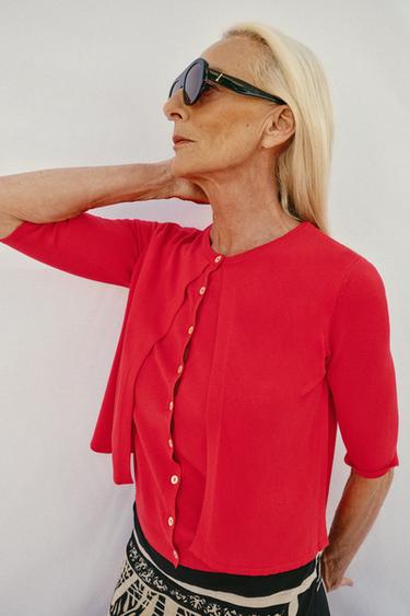 DOUBLE-LAYER KNIT CARDIGAN - Red by Zara