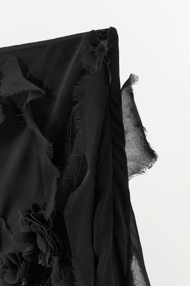 MIDI SKIRT WITH RAISED FLOWERS - Black by Zara - Image 10