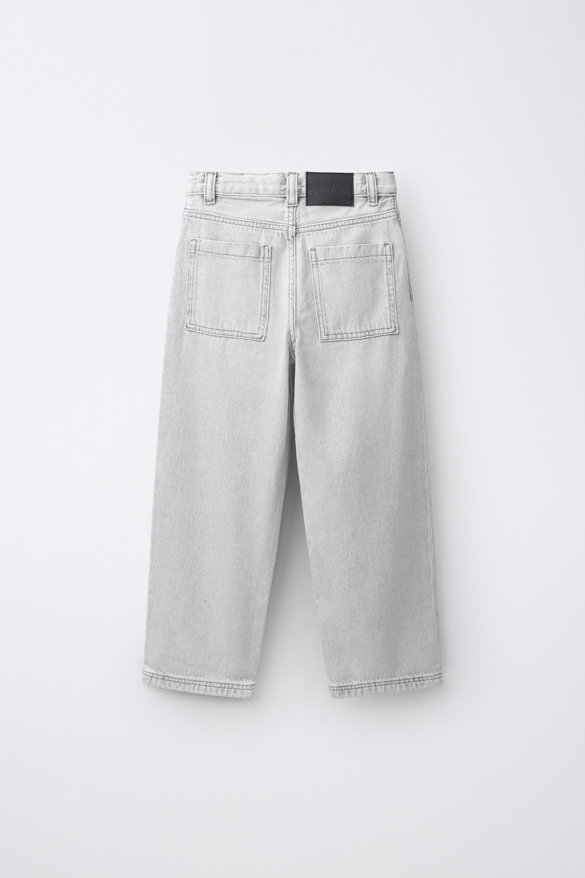 RELAXED BAGGY DENIM — Light gray