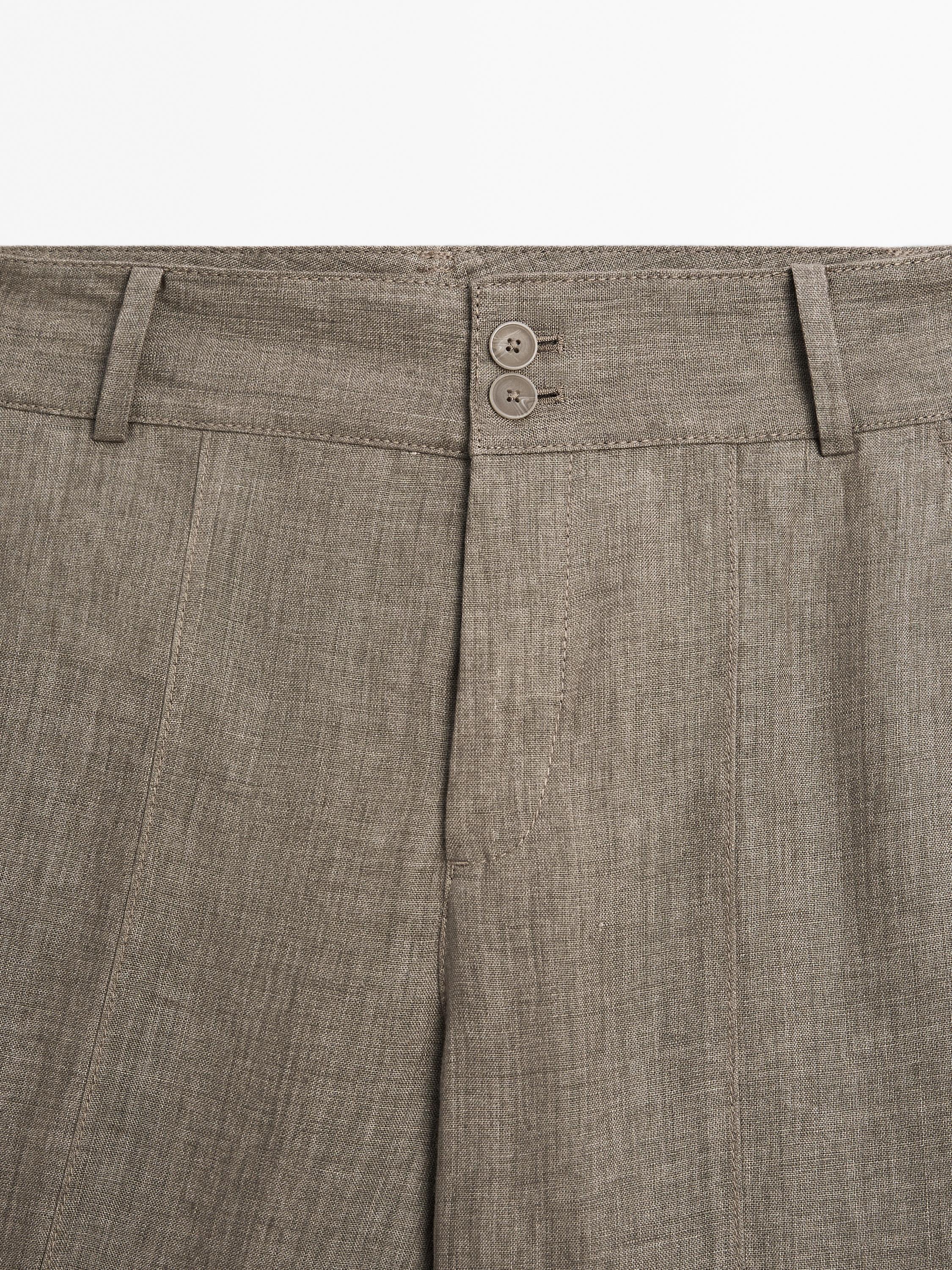 100% linen flare fit trousers