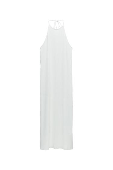 PLEATED HALTER DRESS