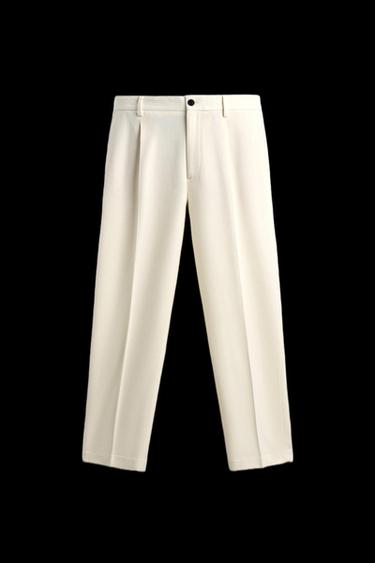 LIMITED EDITION FLANNEL PLEATED TROUSERS - White by Zara