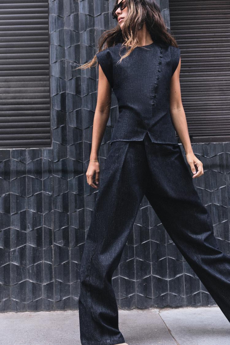 Z1975 HIGH-RISE CROSSOVER WIDE-LEG JEANS — Blue