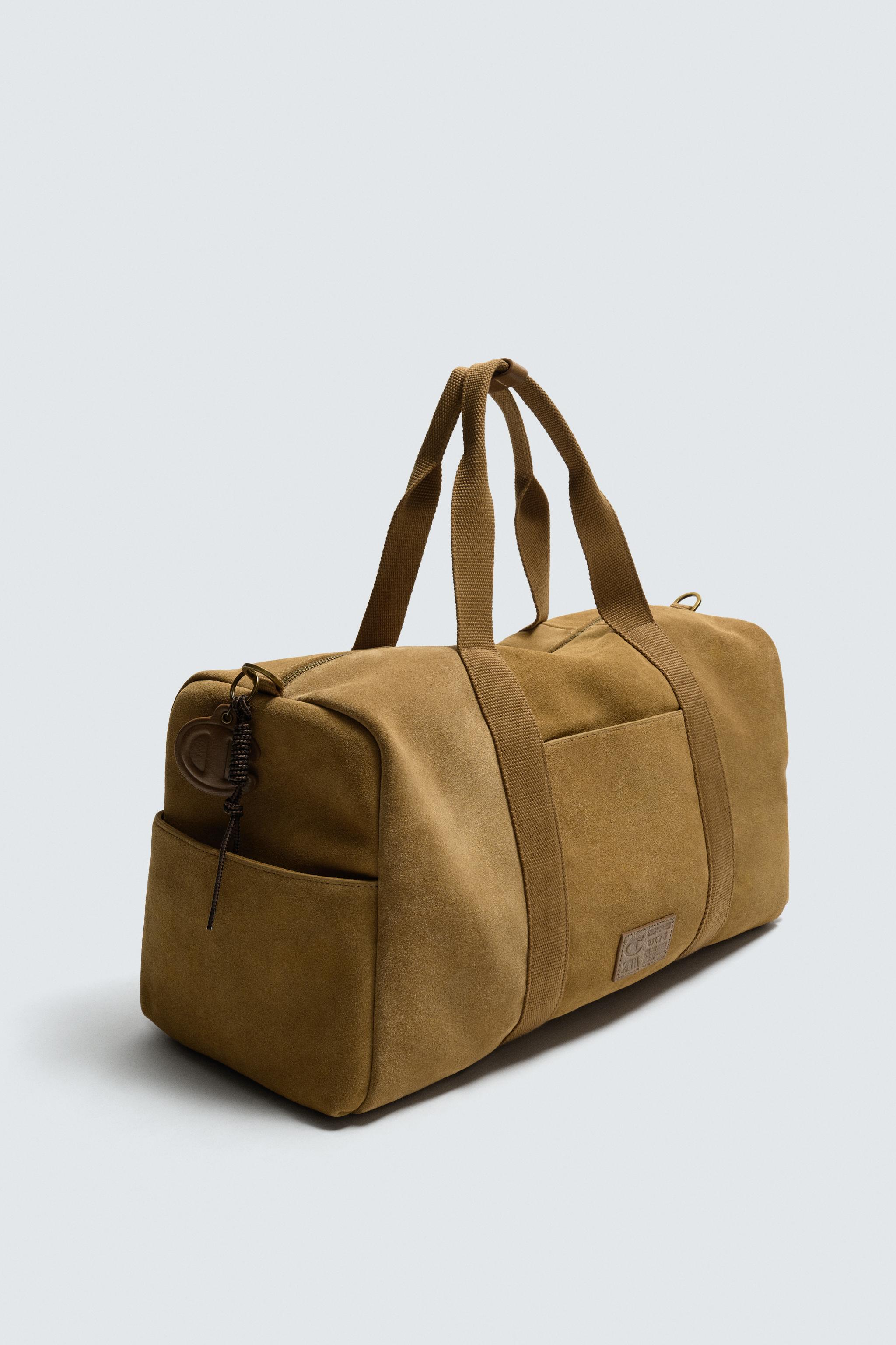 Champion ® x Zara スプリットスエードトラベルバッグ - サンド