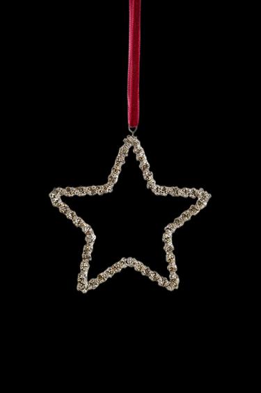 Zara TEXTURED CHRISTMAS STAR TREE DECORATION - Silver - Image 0