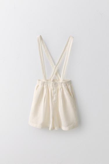 БЕРМУДЫ ИЗ 100% ЛЬНА СО СЪЕМНЫМИ ПОДТЯЖКАМИ, 6-10 ЛЕТ, LIMITED EDITION — ЭКРЮ от Zara