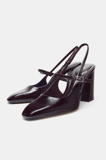 CHAUSSURES BABIES À TALONS EFFET VERNI - Marron de Zara - Image 2