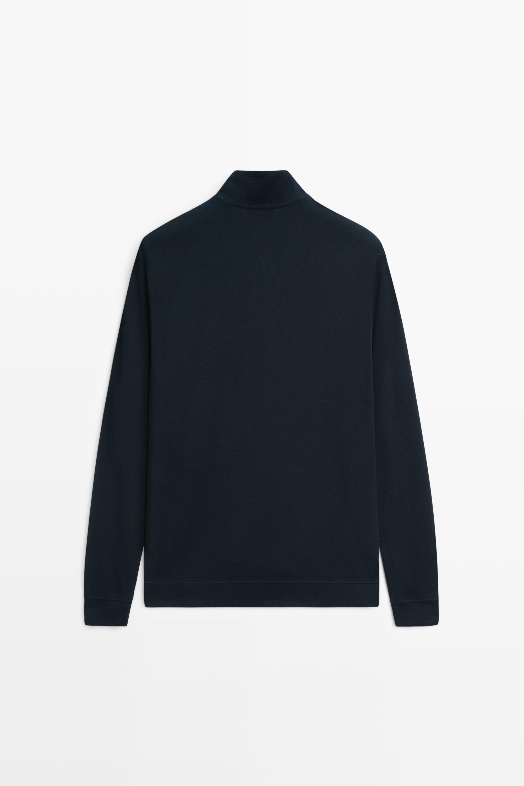 Cotton and Silk Blend Polo Sweater