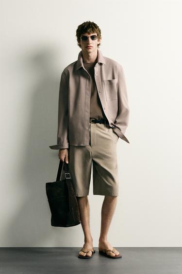 NON-IRON COMFORT OVERSHIRT - Tan marl by Zara - Image 0