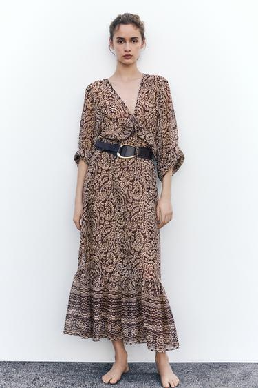 PRINTED MIDI DRESS WITH RUFFLES - Multicoloured by Zara - Image 2