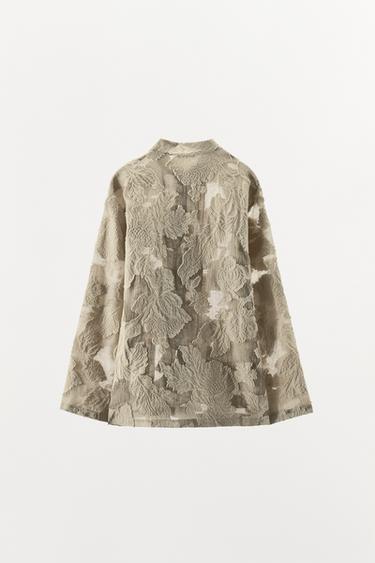 KIMONO JACQUARD FLEURS LIMITED EDITION - Marron clair de Zara - Image 7