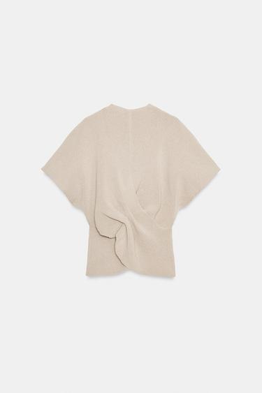 TOP EN MAILLE AVEC NŒUD - Beige clair de Zara - Image 7