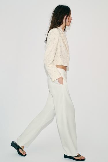 VESTE COURTE EFFRANGÉE À FANTAISIE - Écru de Zara - Image 2