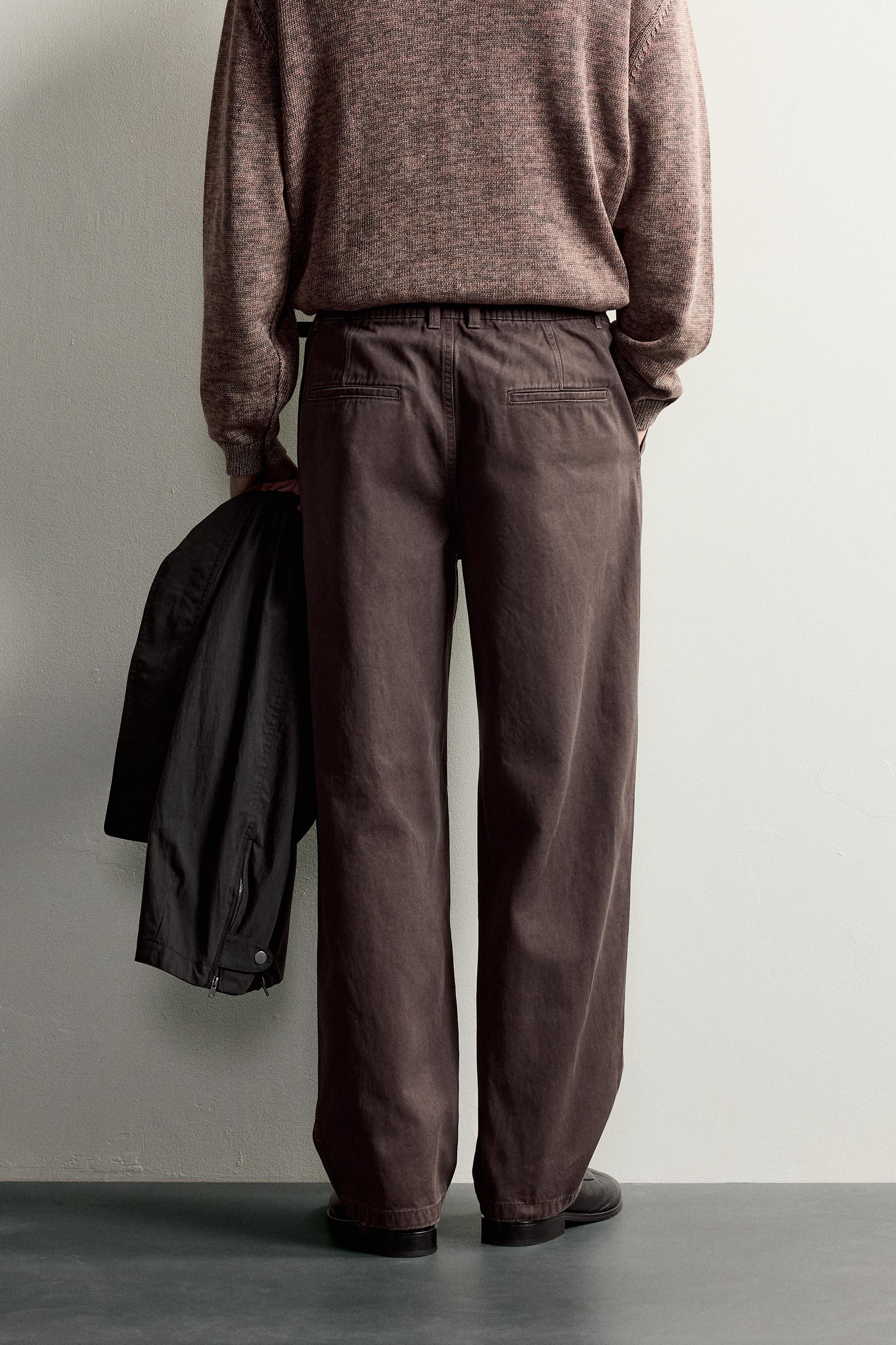 Zara SOLUK EFEKTLİ PİLİLİ RELAXED FIT PANTOLON görsel 3