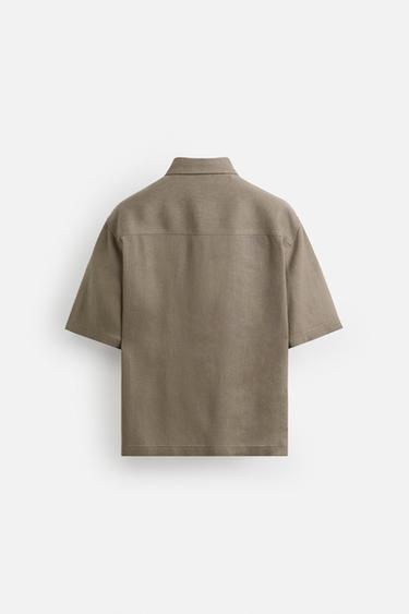 VISCOSE AND JUTE SHIRT - Mink by Zara - Image 6