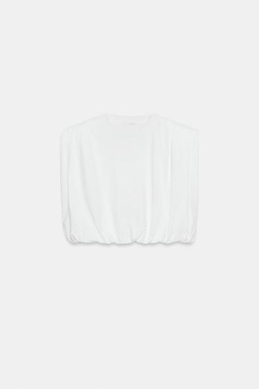 TOP BOULE À ÉPAULETTES - Blanc de Zara - Image 9