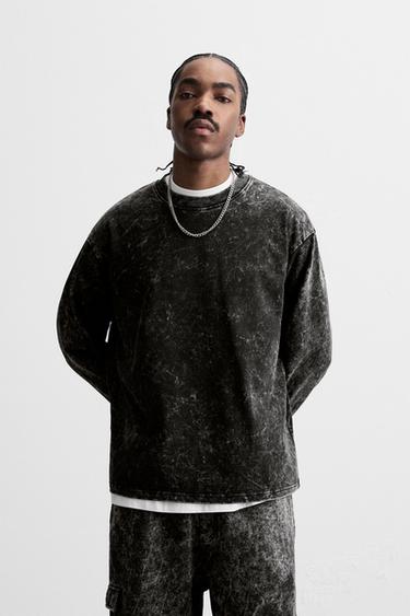 CAMISETA LAVADA - Cinzento da Zara
