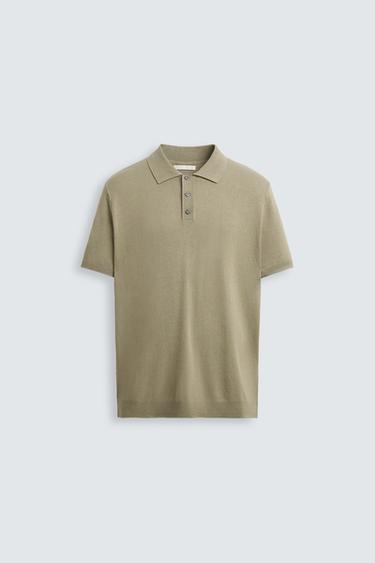 VISCOSE BLEND KNITTED POLO SHIRT - Light green by Zara